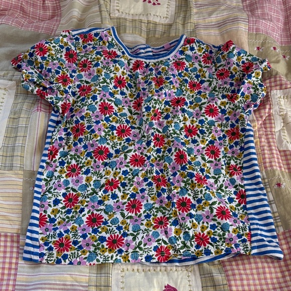 Mini Boden Multicolor Floral and Striped Kids Tee - size 9-10 girls - cotton - Picture 1 of 5